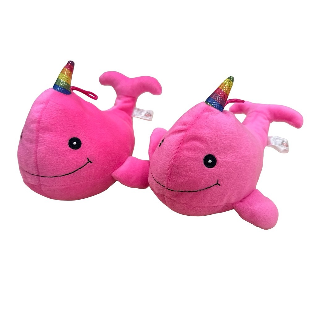 Narwhal Pink Rainbow Glitter Horn Kids Stuffed Animal Small